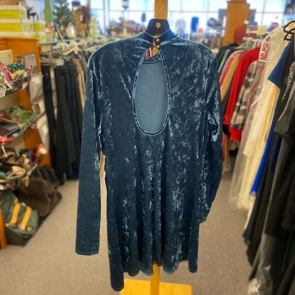 David's Bridal Sz. 10 Navy Strapless Dress - Picture 3 of 4